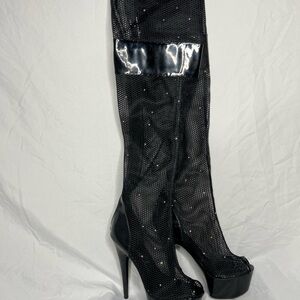 609-IVY THIGH Platform BOOT | BLACK PATENT
